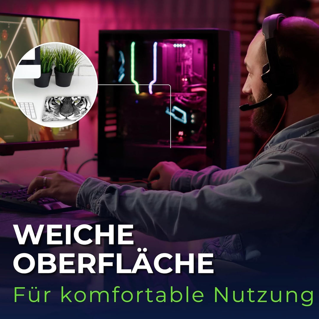 Silent Monsters Mauspad XXL 900 x 400 mm grosses Mousepad Drache blau - Vernähter Rand, rutschfest &amp;