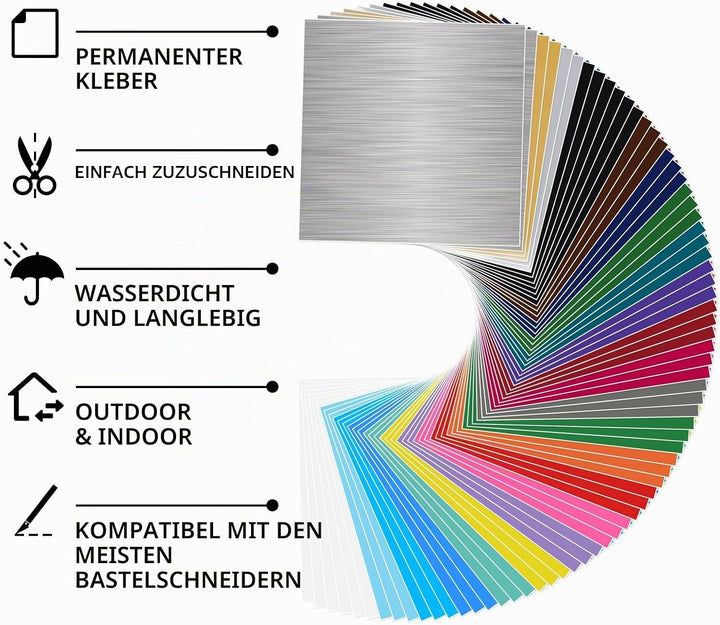 Vinylfolie Plotter, 72 PACK Permanentem Klebefolien, 30,5 x 30,5 cm iImagine Vinyl Selbstklebend Vin