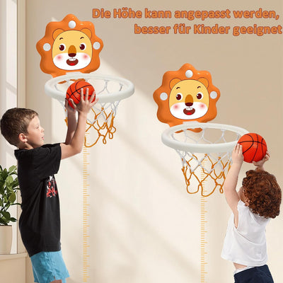 MAYAPHILOS Mini Basketballkorb fürs Zimmer, Tragbarer Löwe Basketball Reifen mit aufblasbaren Bällen