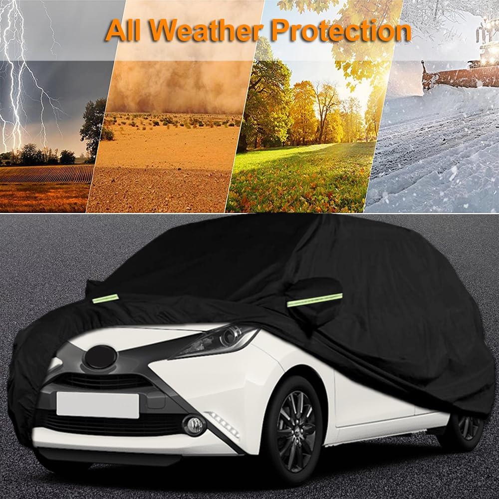 Autoabdeckung Wasserdicht Passend für Aygo C1 107 108, Atmungsaktiv Vollgarage Autoplane für Regen S