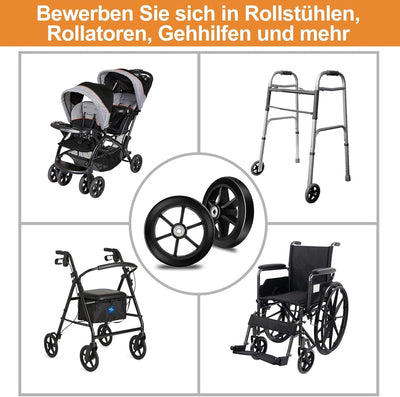 2 Stück 150mm Solide Ersatzräder - Umweltfreundliches Gummimaterial,Verschleissfeste PU-Reifen - Eas