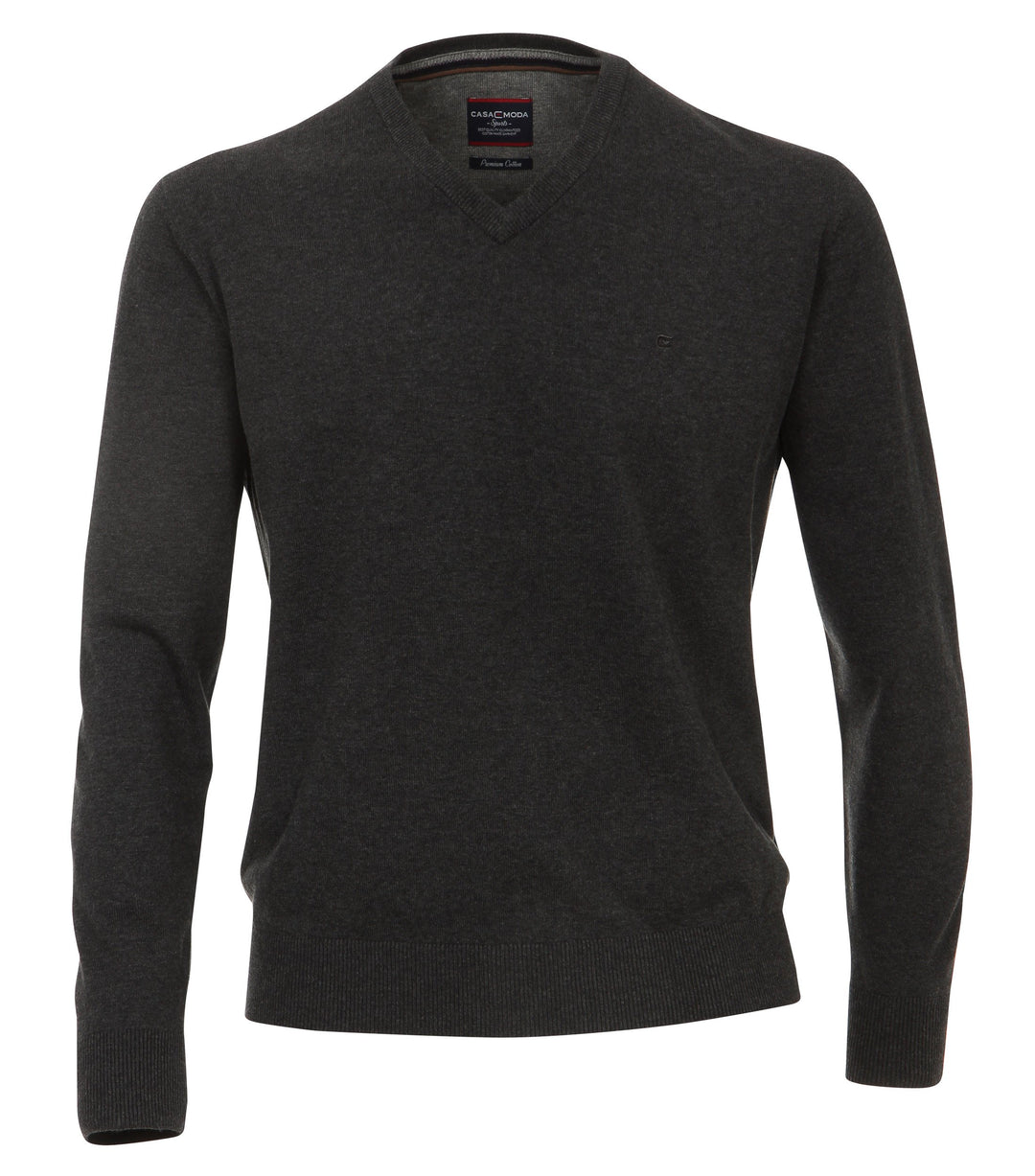 CASAMODA Herren Pullover mit V-Ausschnitt unifarben Elastischer Bund 60 (4XL) Grau (74 Anthrazit), 6