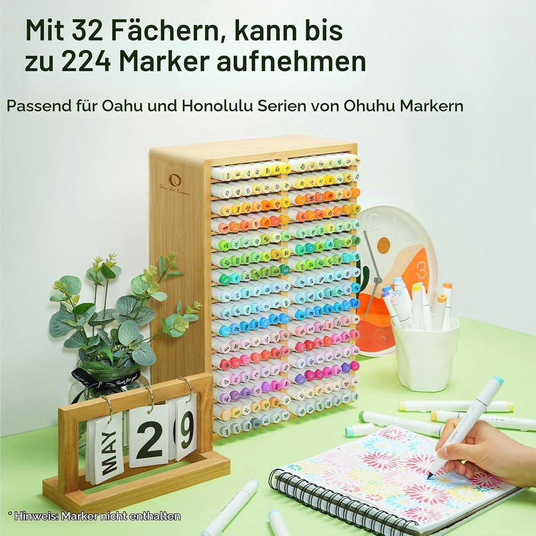 Ohuhu Bambus Stifte Organizer, Holz Desktop Aufbewahrung für 224 Markerstifte Stifte Bleistifte Kuns