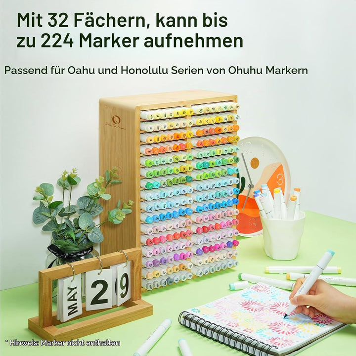 Ohuhu Bambus Stifte Organizer, Holz Desktop Aufbewahrung für 224 Markerstifte Stifte Bleistifte Kuns
