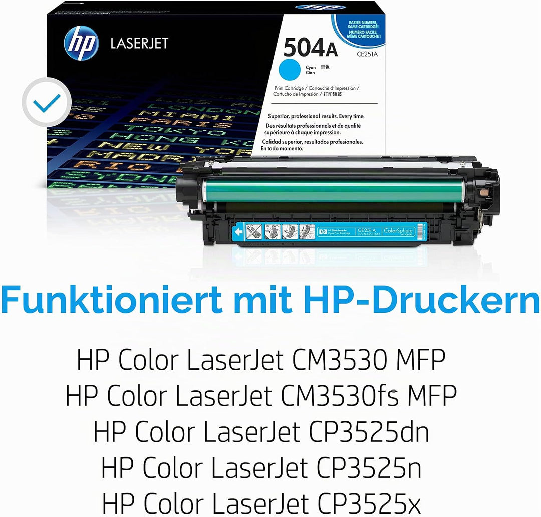HP 504A (CE251A) Blau Original Toner für HP Color Laserjet CP3525, HP Color Laserjet CM3530 Cyan 7.0
