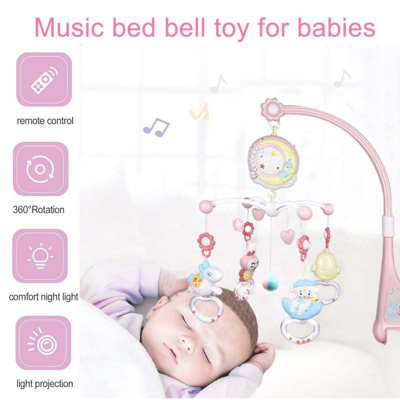 Baby Mobile Babybett mit Musik und Lichtern, AolKee 360 ° Mobile Baby für bett mit Ferngesteuerter,