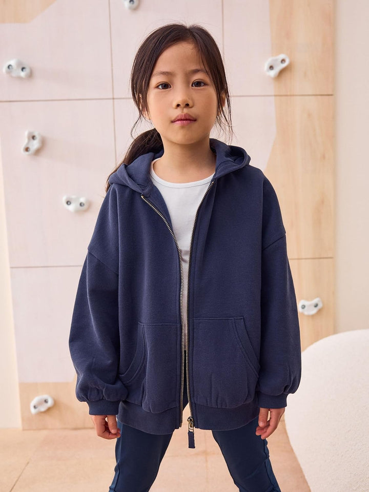 NEXT Mädchen Sportliche Kapuzenjacke mit hohem Baumwollanteil 104 Navy, 104 Navy