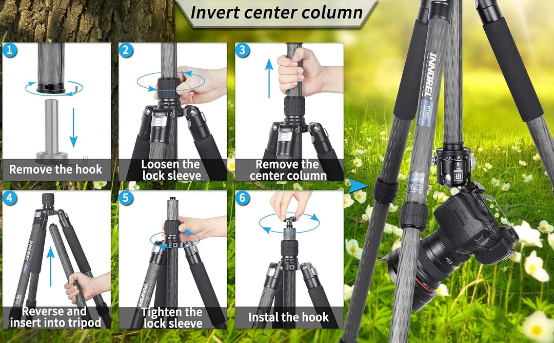 INNOREL RT85C Kohlefaser-Stativ 184cm 2-in-1 Dreibeinstativ Einbeinstativ Fachmann Schwerlast Kamera