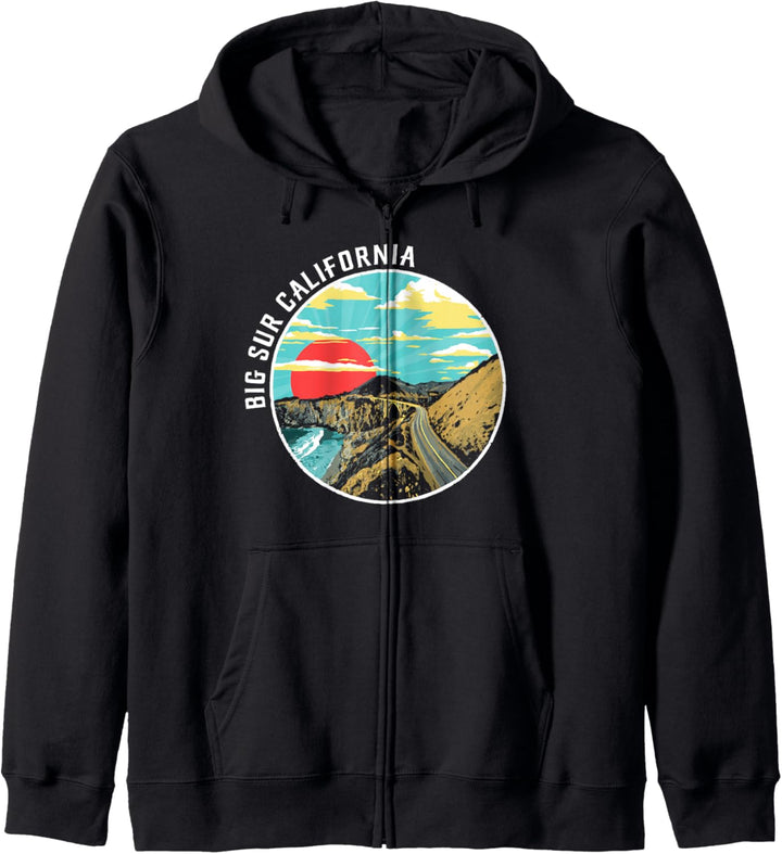 Big Sur California Highway 1 Vintage Vibe Graphic Kapuzenjacke