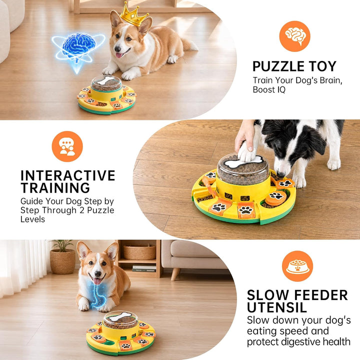 Hundepuzzle-Spielzeug, 2 Ebenen, Slow Feeder, Futterspender für Leckerlis, IQ-Training und Unterhalt