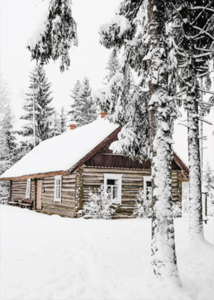 TROYSINC 3er Premium Poster Set, Winter Bilder, Elch, Holzhaus, Wald Wandkunst Wandbilder, Leinwand
