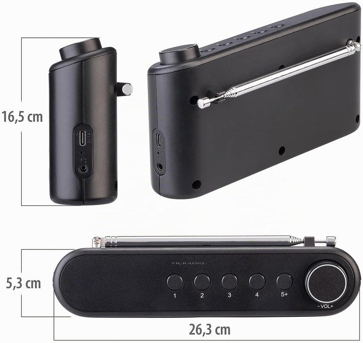 VR-Radio DAB+ Radios: Mobiles Akku-Digitalradio mit DAB+/FM, Farbdisplay, Bluetooth 5.3, 6 W (Mobile