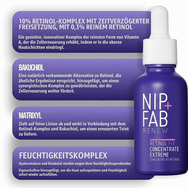 Nip+Fab Retinol Fix Concentrate Extreme 10% - Next-Generation Solution for Youthful Skin with Time-R