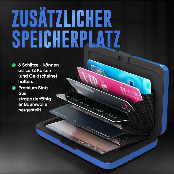 TopMost Aluminium Kreditkartenetui mit RFID-Schutz für Damen & Herren - Geldbörse für 12 Karten und