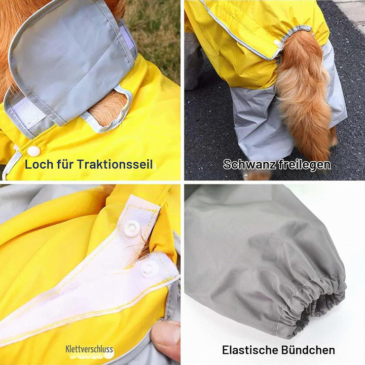 Regenmantel für Hunde,Hunderegenmantel,Wasserdichter Hundemantel mit Kapuze,Leichte Regenjacke Hund