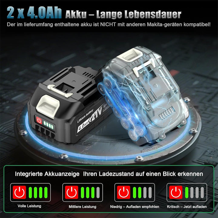 Yofuly Akku Oberfräse Kantenfräse für Maa-kita 18V Akku, 800W Einhandfräse Holzfräser mit 2 * 4.0Ah