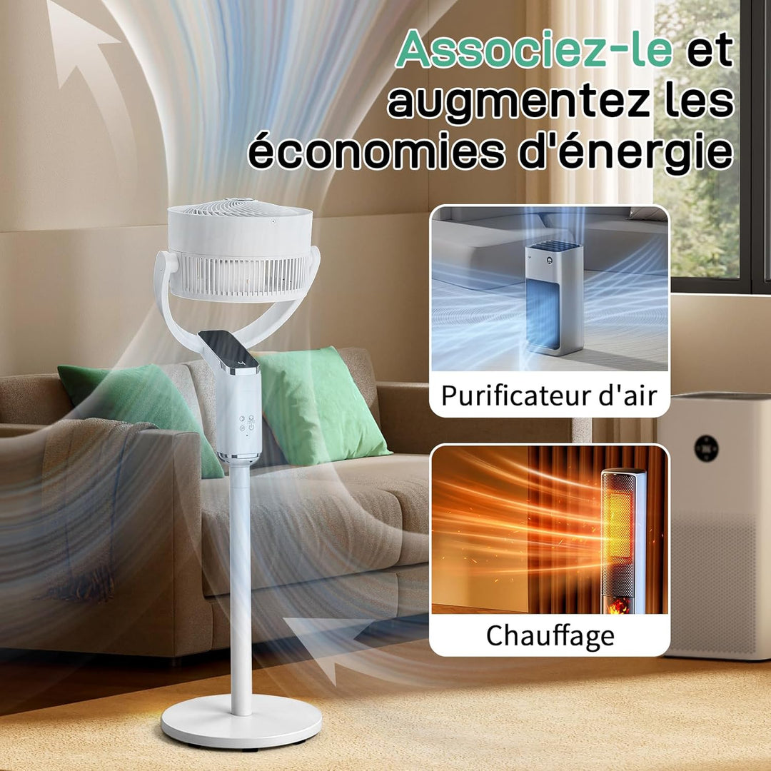 LEADZM Standventilator, leise, leistungsstark, omnidirektionale Oszillation 90 ° + 120 °, Höhe 62 –