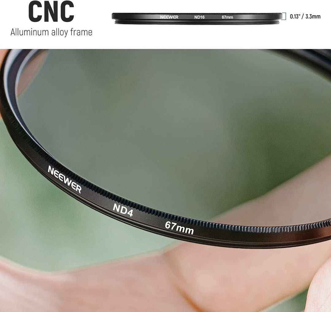 NEEWER 67mm ND Filter Set ND2 ND4 ND8 ND16, Objektivreinigungsstift, Filterbeutel, Graufilter Set, k