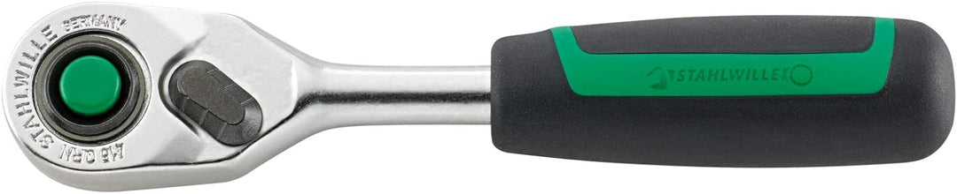 STAHLWILLE 415QR N l 1/4“ Feinzahn-Ratsche l QR Sicherheitsverriegelung l Länge 117 mm, ergonomische