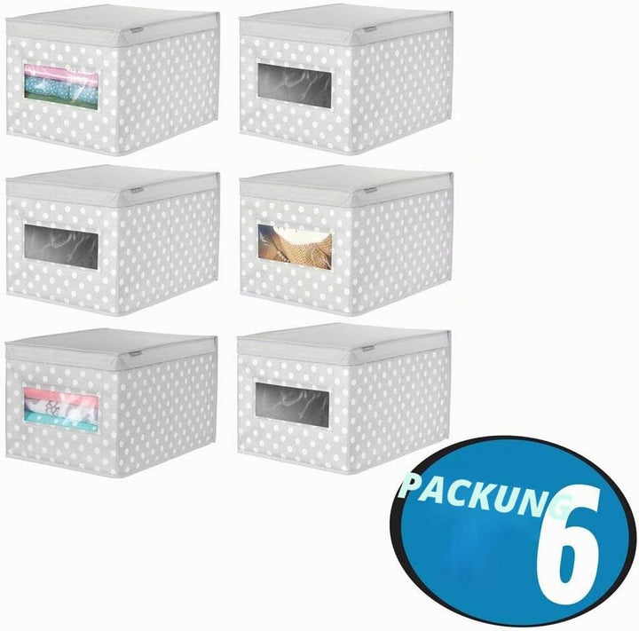 mDesign 6er-Set stapelbare Ordnungsbox – grosse Aufbewahrungsbox mit Sichtfenster für das Kinderzimm