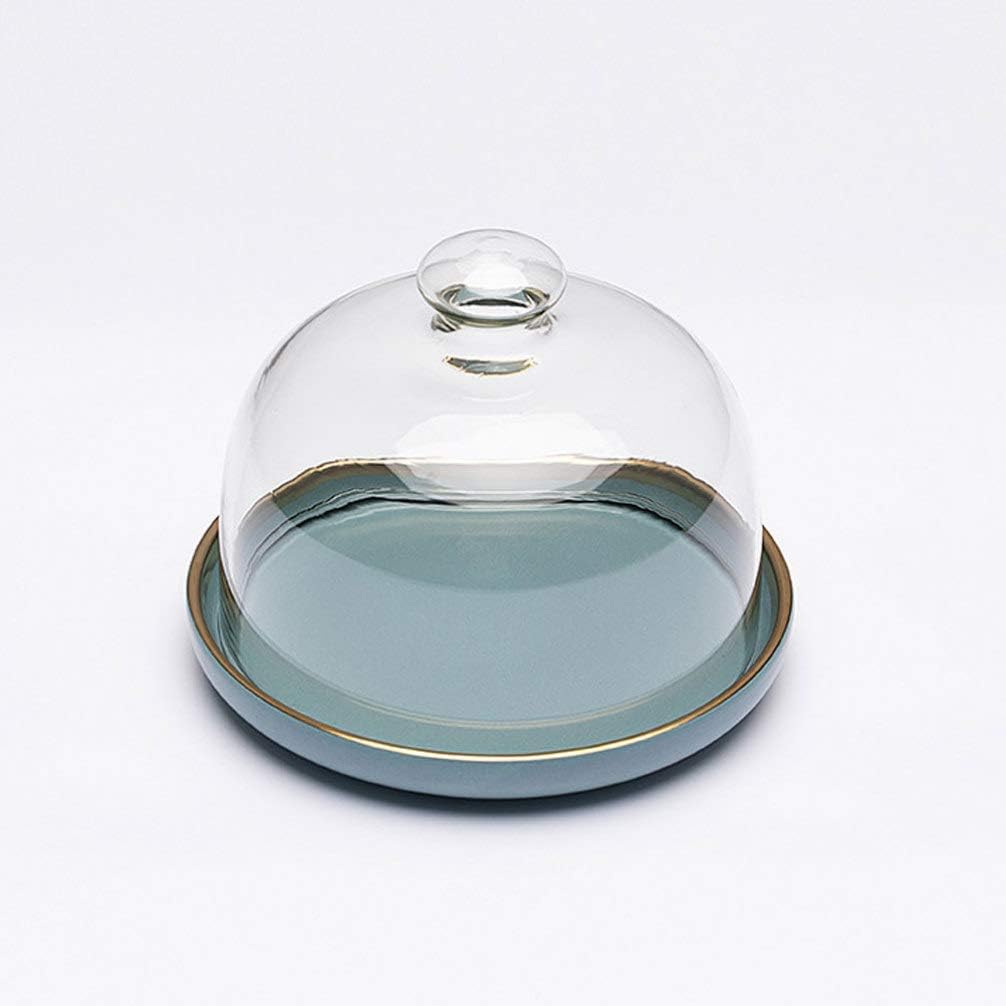 1 Set Kuchenständer Glasglocke Glas Käseglocke mit Keramik Teller Torten Glashaube Kuchenglocke Tort