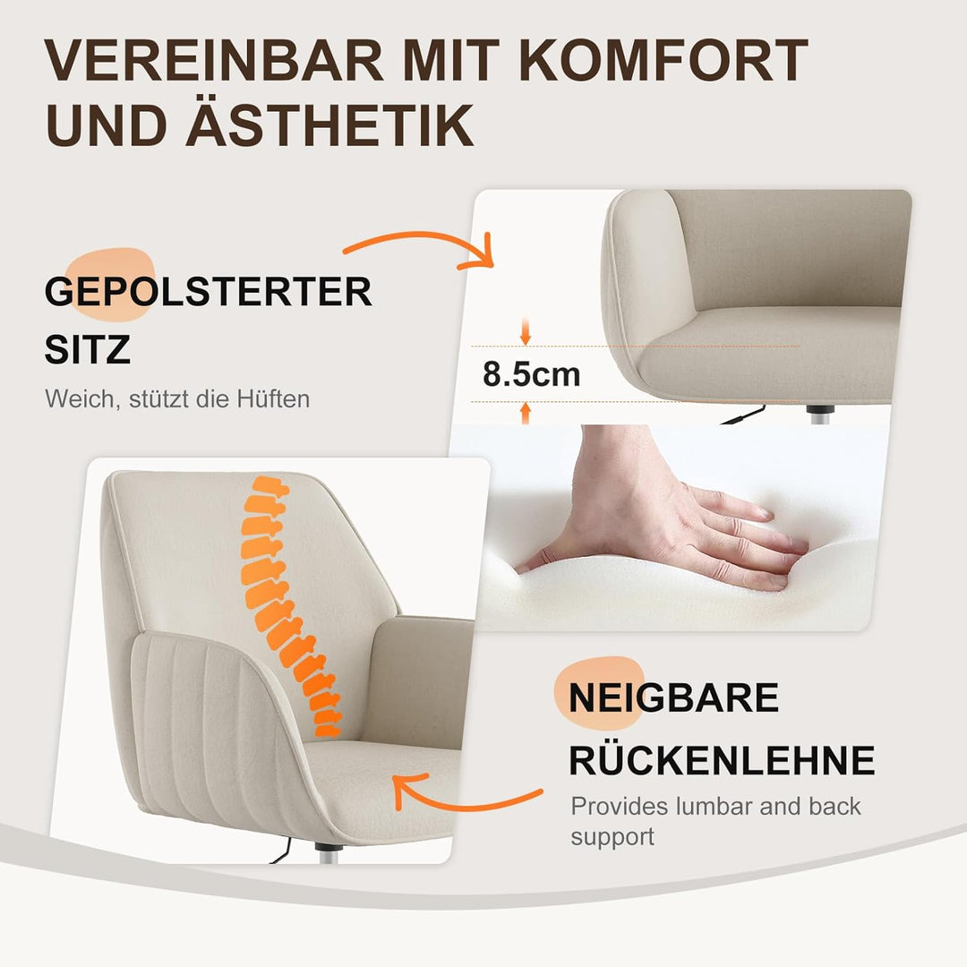 Schreibtischstuhl Bürostuhl Homeoffice bis 136kg Drehstuhl Samt Schminkstuhl mit Armlehnen Rollen Er
