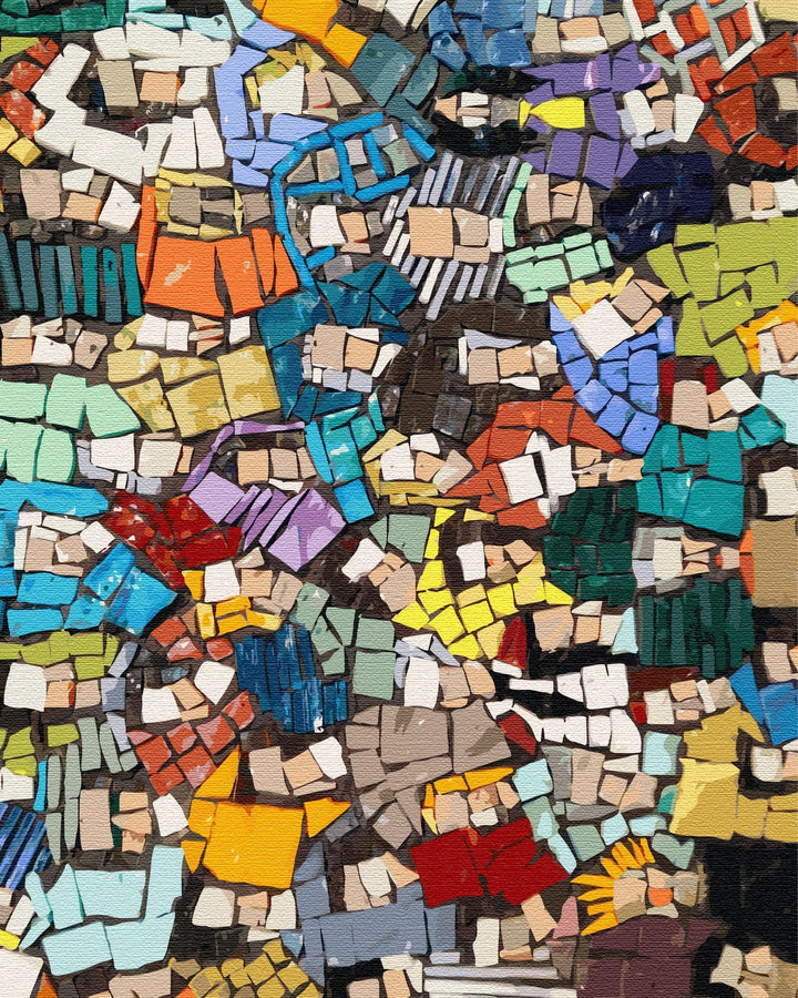Artnapi Malen nach Zahlen Erwachsene mit Rahmen | DIY Handgemalt | Bunte Mosaik-Abstraktion| Kit für