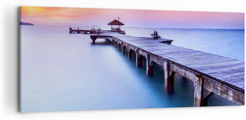 Wandbilder Dekoration Wohnzimmer Strand Wasser Meer Urlaub Panorama Bilder auf Leinwand 120x50cm Lei