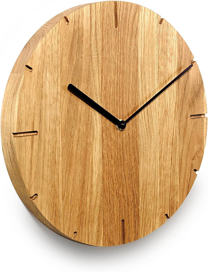 Natuhr Wanduhr Eiche geölt Holz Solide Massivholz, geräuscharmes U.T.S. Uhrwerk, puristisch, modern,