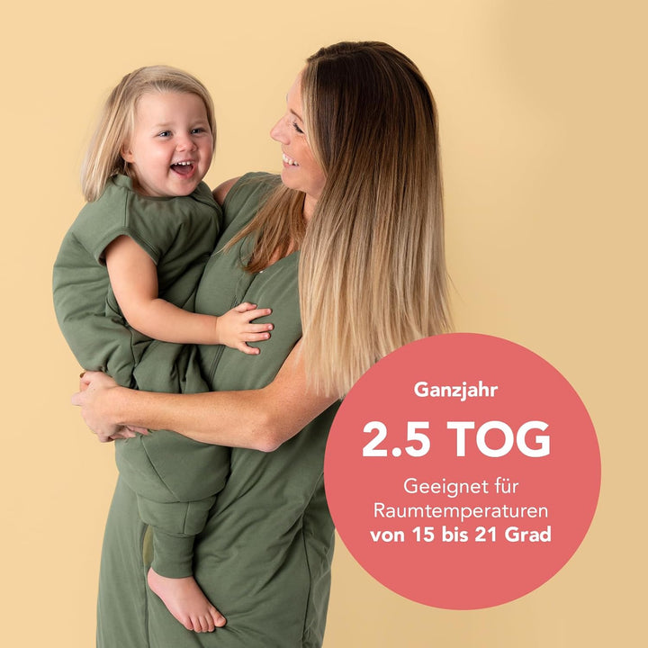 schlummersack Baby Schlafsack mit Füssen ganzjährig 2.5 Tog 80 cm Olive | Schlafsack mit Beinen für