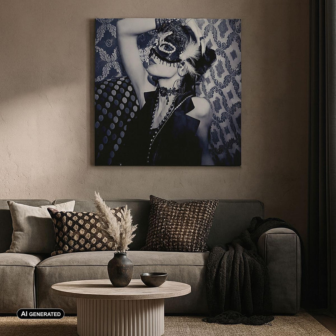 ARTTOR Bilder auf Leinwand Frau Karneval Maske Mode Leinwandbild 60x60cm Wandbilder Dekoration Wohnz