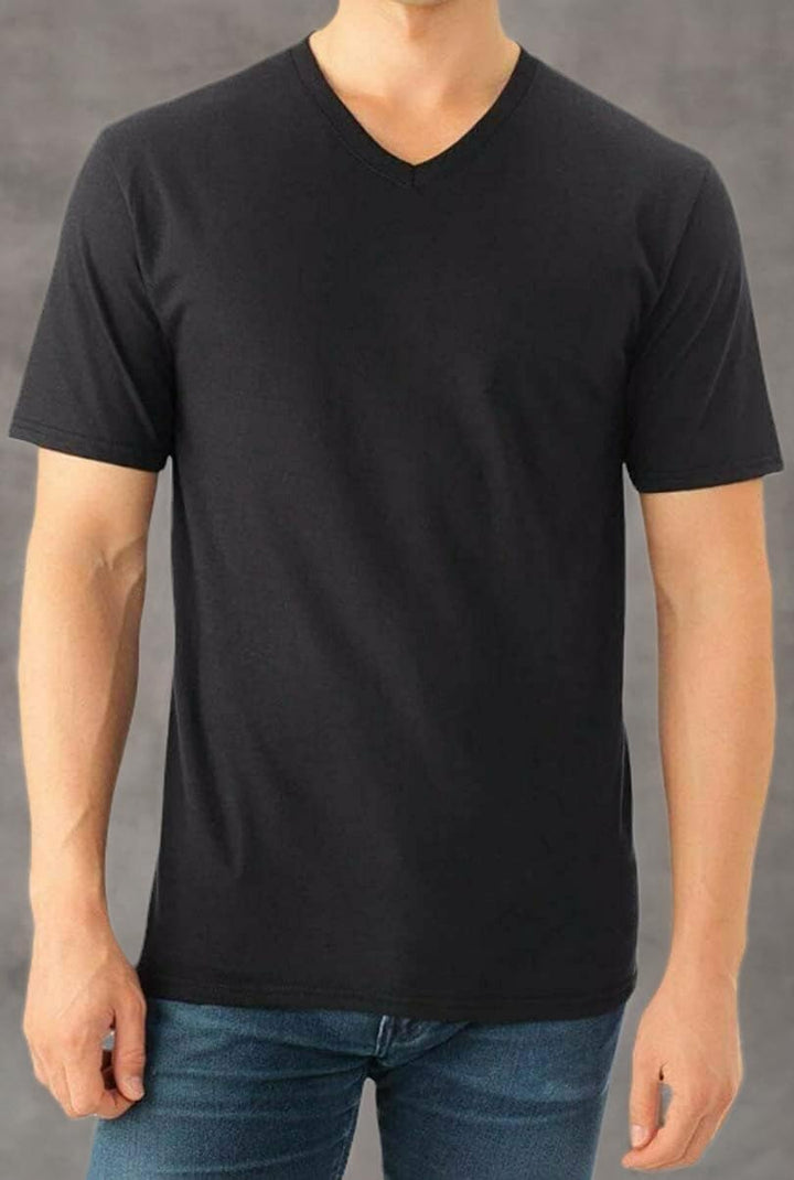 Fruit of the Loom Herren T-Shirt mit V-Ausschnitt (5er Pack), Schwarz, Mittel