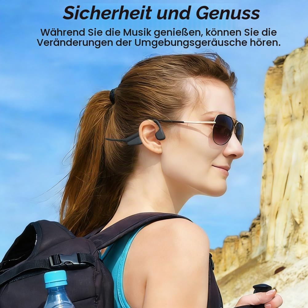 Knochenschall Kopfhörer, Open Ear Bluetooth 5.3 Kopfhörer Kabellos, 8 Stunden Akkulaufzeit, IPX5 was