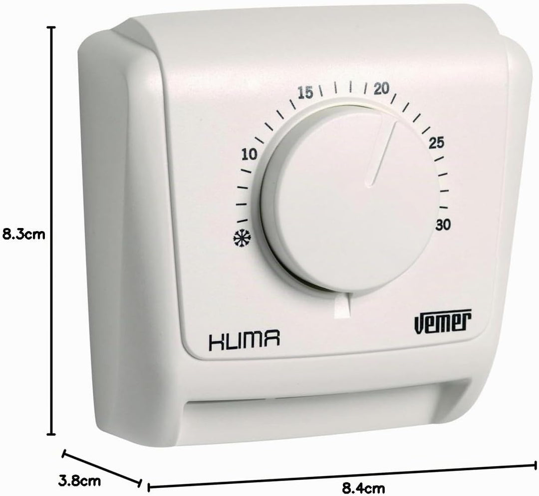 VEMER VE019600 KLIMA 3 - Mechanischer Raumthermostat, Heizungsthermostat, Thermostat mit Betrieb Hei