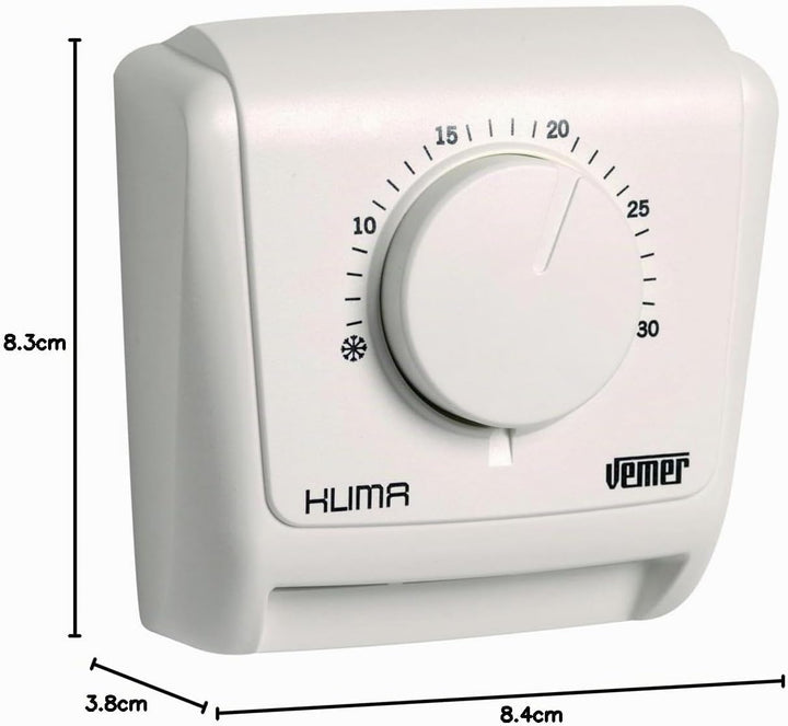 VEMER VE019600 KLIMA 3 - Mechanischer Raumthermostat, Heizungsthermostat, Thermostat mit Betrieb Hei