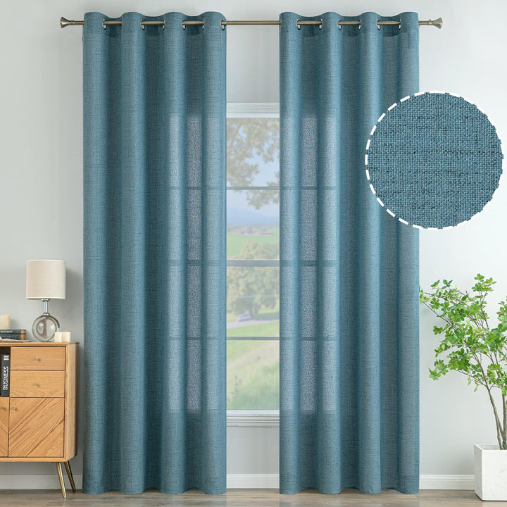 MIULEE Wohnzimmer Vorhänge Gardinen Leinen Ösenvorhang Leinenoptik Vorhang Boho Gardine mit Ösen Sem