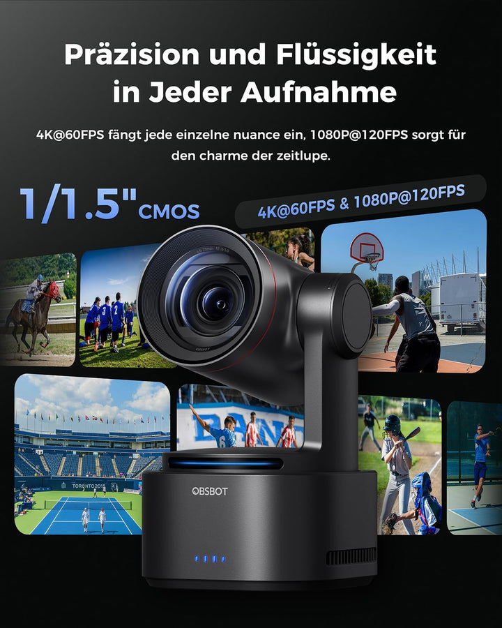 OBSBOT Tail 2 PTZR NDI Kamera 4K@60FPS, Pro KI-Tracking, 1/1,5" CMOS, 50 MP, 5X Optischer Zoom, 12X