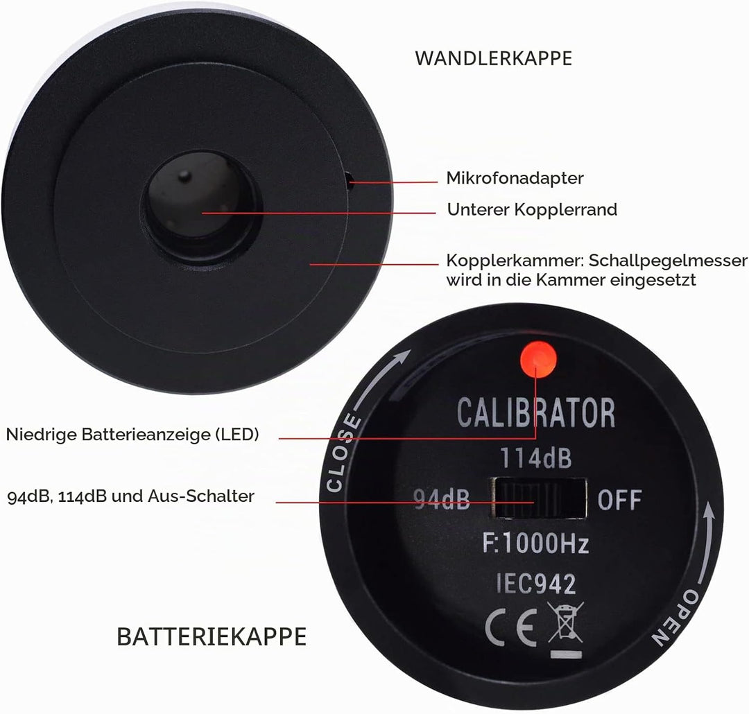 GAIN EXPRESS Handheld Digital Sound Geräuschpegel Tester Kalibrator für Schallpegelmesser 94dB &amp; 114