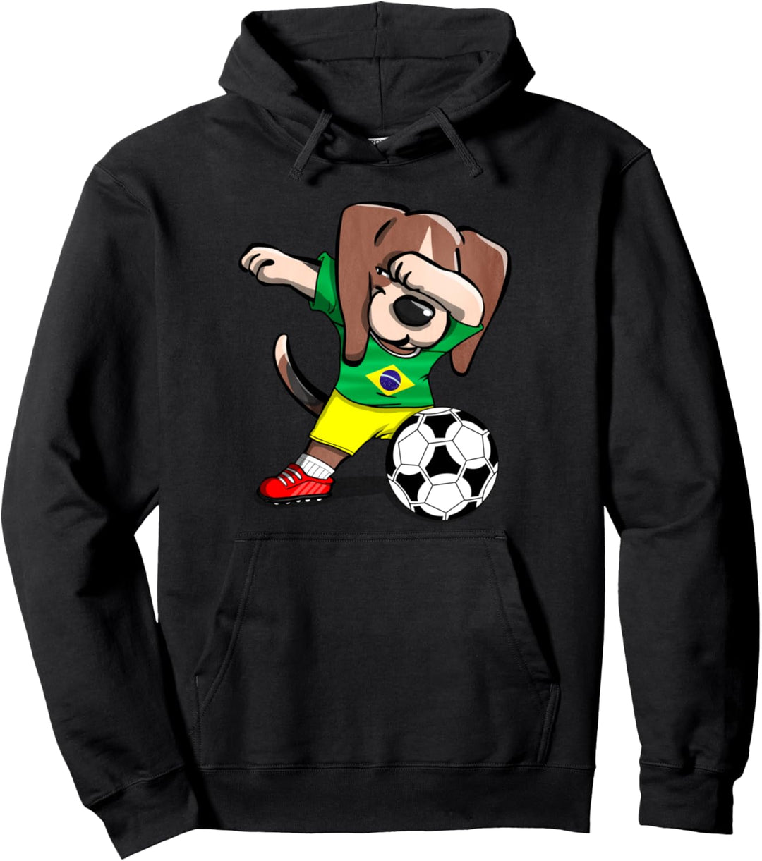 Dabbing Beagle Brasilien Fussballfans Trikot Brasilianischer Fussball Pullover Hoodie