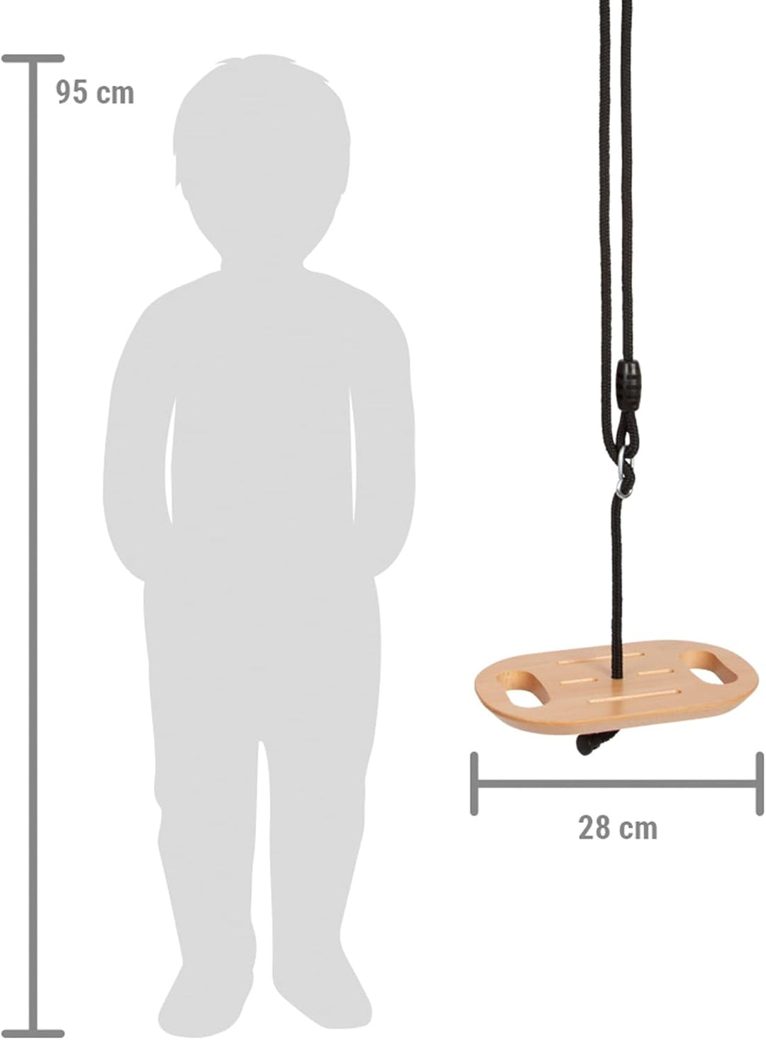 small foot Tellerschaukel mit Griffen „Black Line “aus Holz, Schaukel zum Hängen und Sitzen, ab 3 Ja