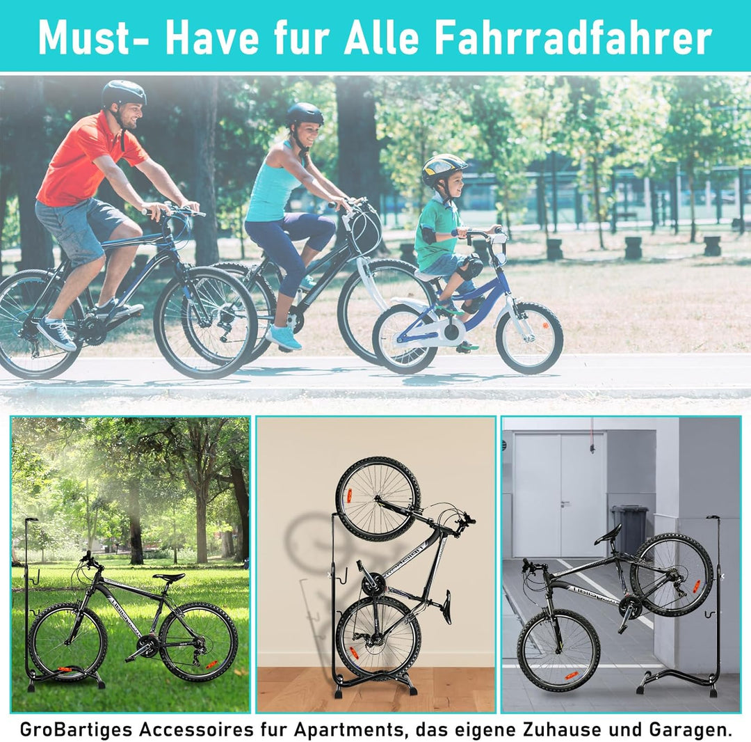 Hebitod Fahrradständer Boden, 20 bis 29 Zoll, Fahrradhalter Aufstellständer, Bodenständer für Vorder