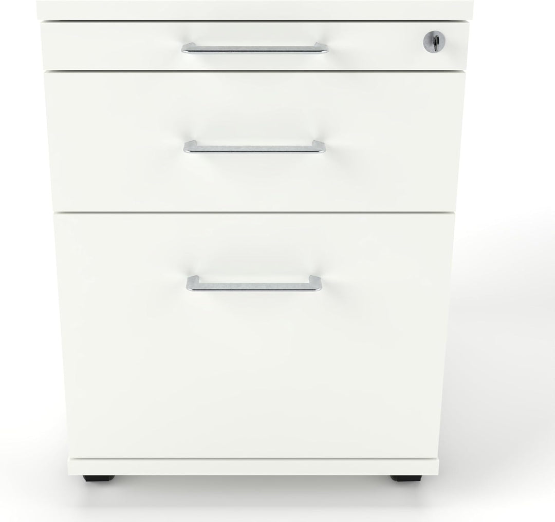 Rollcontainer CADI 43×58×59 cm – abschliessbarer Bürocontainer in Weiss mit Orga-, Universal- und Hä