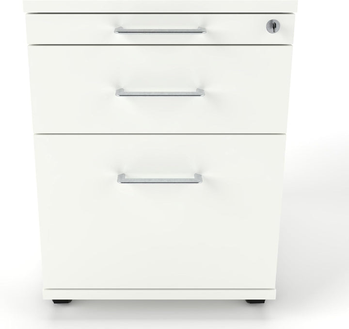 Rollcontainer CADI 43×58×59 cm – abschliessbarer Bürocontainer in Weiss mit Orga-, Universal- und Hä