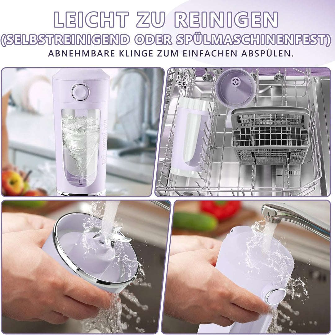 EasySpeed Tragbarer Mixer, 700 ml Persönlicher Mini-Mixer, 1500 mAh Elektrisch Typ C über USB, 12 Ed