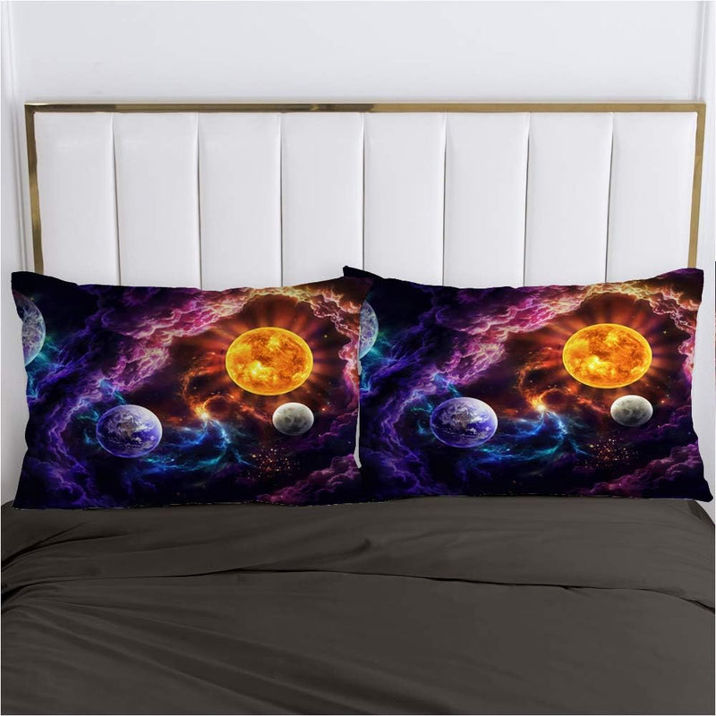 Luowei Bettwäsche 135x200cm 3D Universum Weltraum Motiv Bettbezug Set Mikrofaser Kinder Jungen Decke