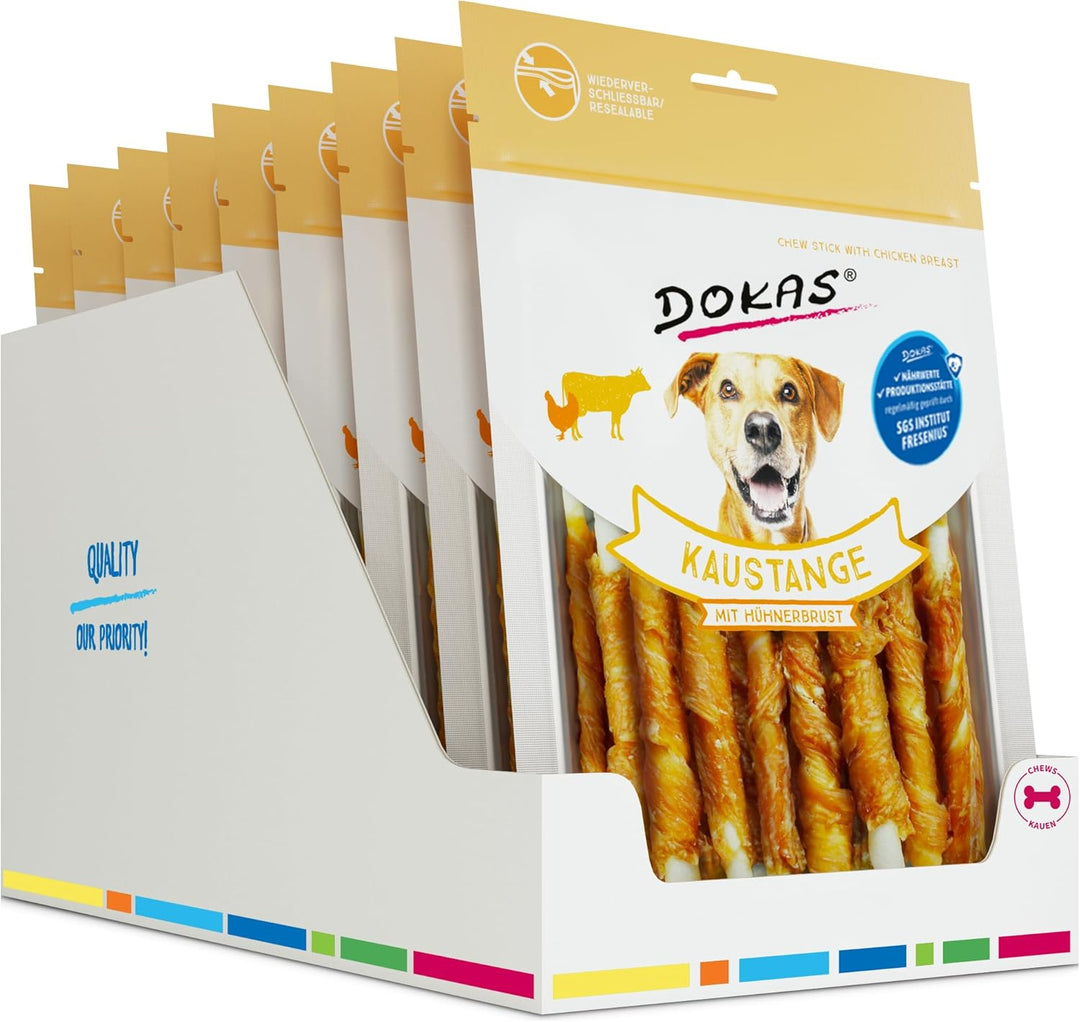 DOKAS Kaustange – Getreidefreier Premium Kausnack für Hunde 9 x 200g | 200g ( 9er Pack ) Single, Sin