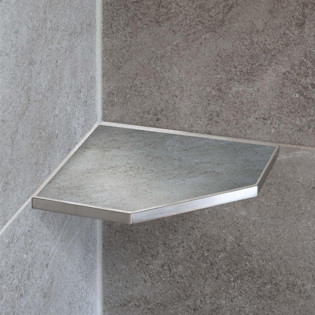 Befliesbare Duschablage Ecke 200mm x 200mm Silber Ablage zum Einfliesen, Edelstahl korrosionsbeständ