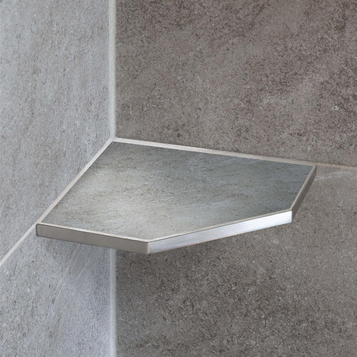 Befliesbare Duschablage Ecke 200mm x 200mm Silber Ablage zum Einfliesen, Edelstahl korrosionsbeständ