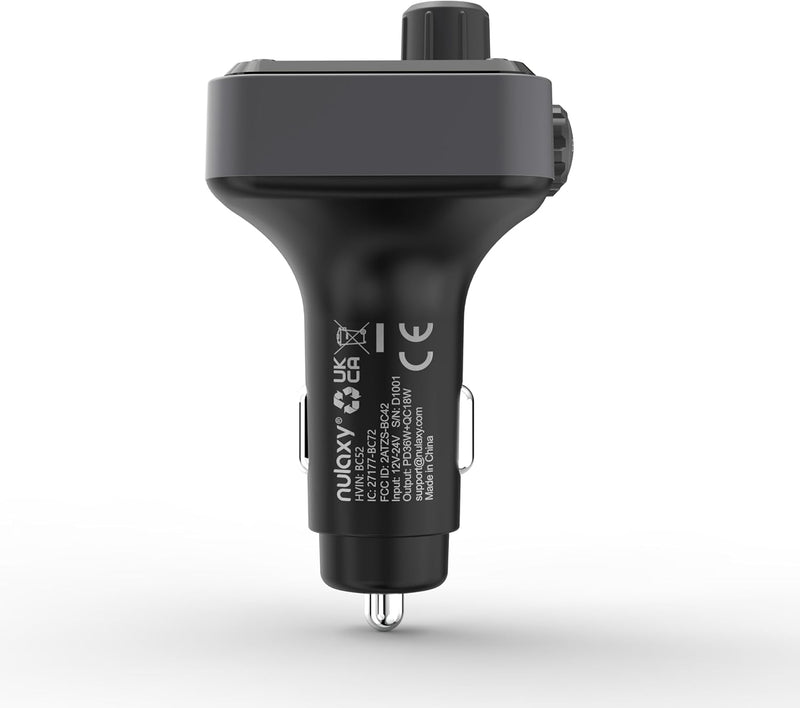 Nulaxy Bluetooth 5.3 FM Transmitter 54W [PD 36W & QC3.0 18W] Schnelles Autoladegerät mit 4 Ladeansch