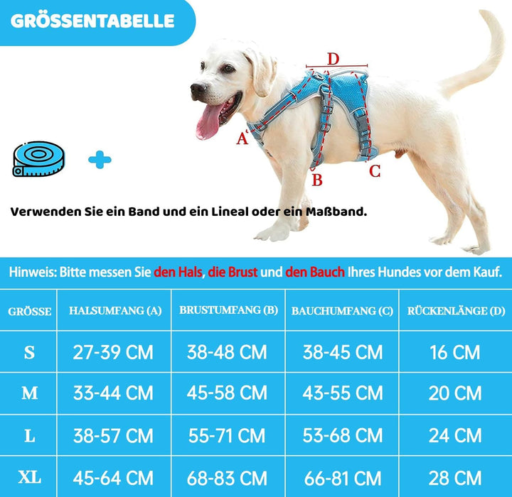 BELPRO Mehrzweck-Hundegeschirr, ausbruchsicher, kein Ziehen, reflektierend, verstellbare Weste mit s